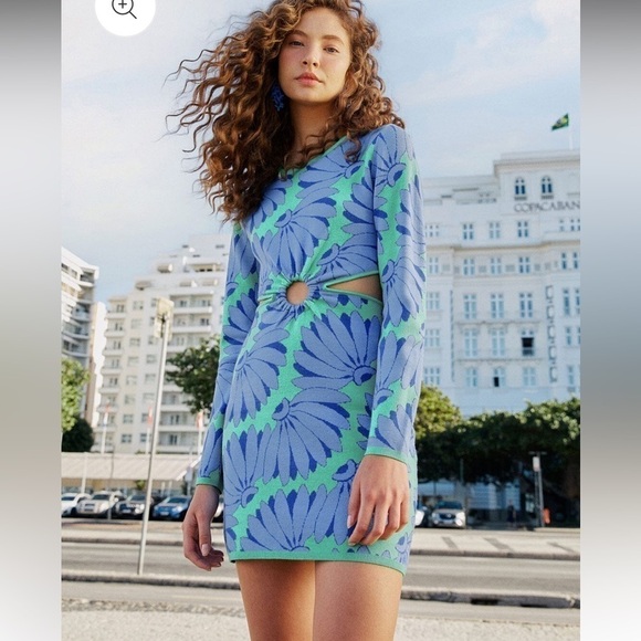 Farm‎ Rio Green Copacabana Mini Knit Dress - Picture 2 of 12